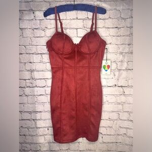 Sexy Pink Dress Mini Bodycon Short w/ BRA Nightclub Clubbing Velvet/Felt IRIS M